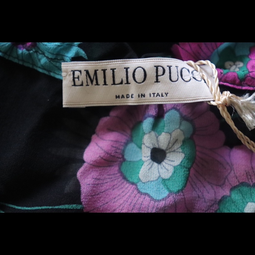 NWT Emilio Pucci Sheer Floral Peasant Top Sz Large - Picture 10 of 12
